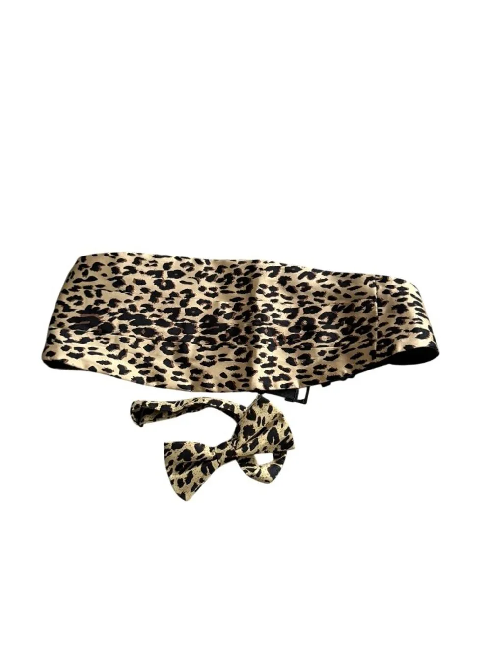 BRENT MORGAN Animal Print 100% Silk Cummerbund and Bow Tie